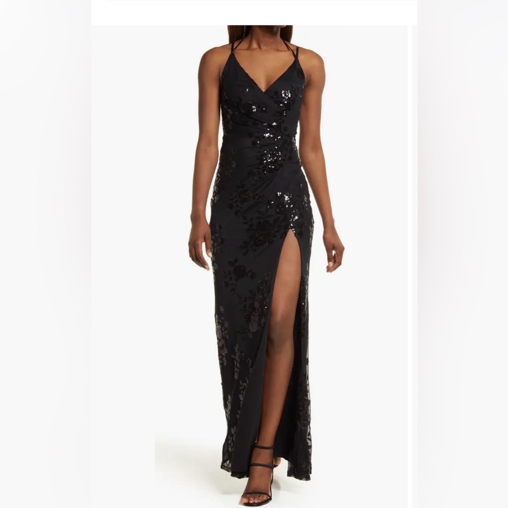 Elegant Black Sequin Evening Gown